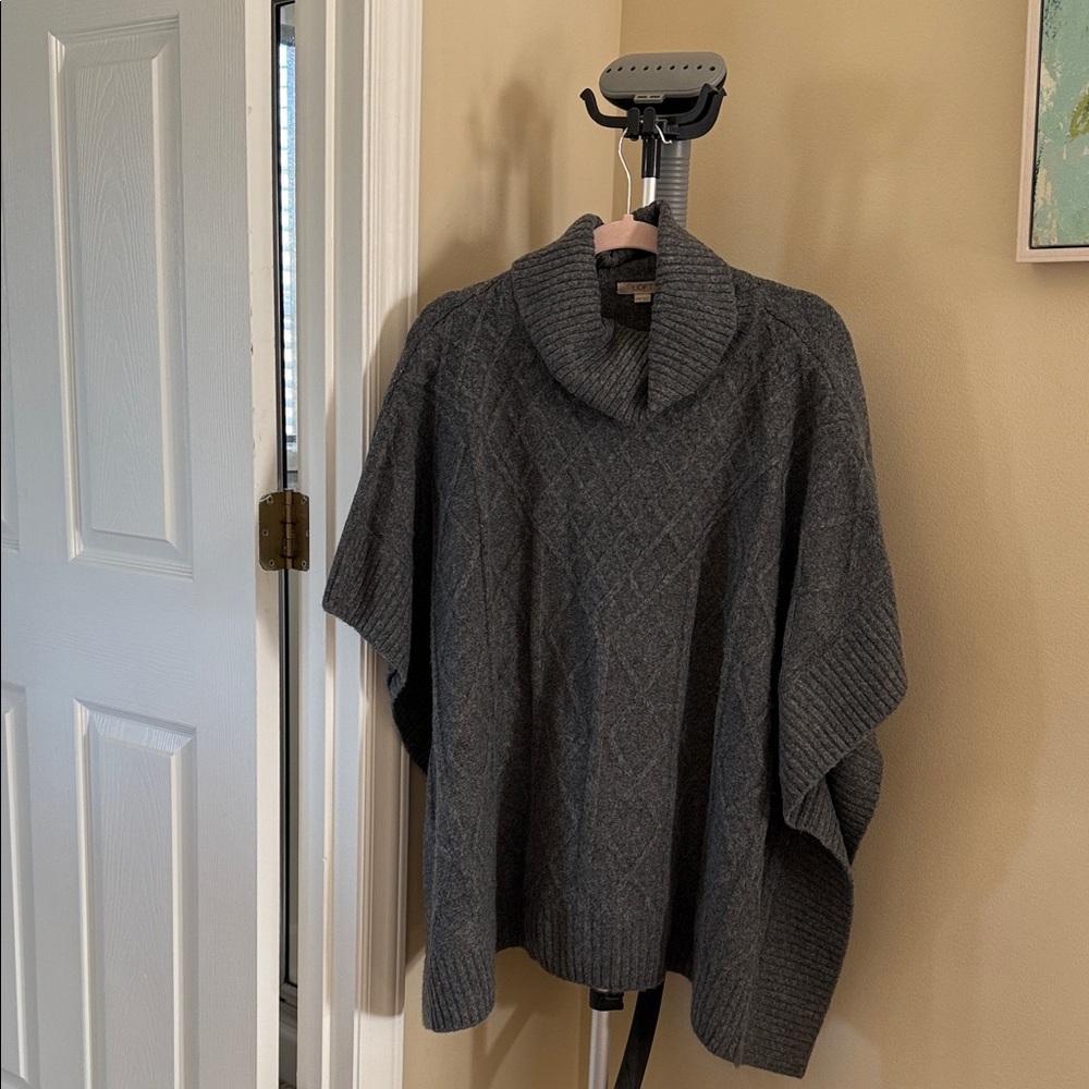 LOFT Gray Cowl Neck Sweater